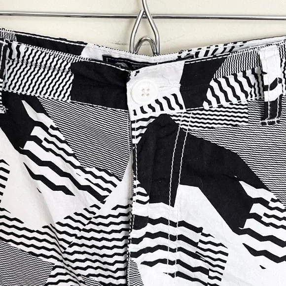 American Rag Poplin Geometric Camo Black White Lightweight Shorts Men’s 38 Slim - Picture 5 of 13